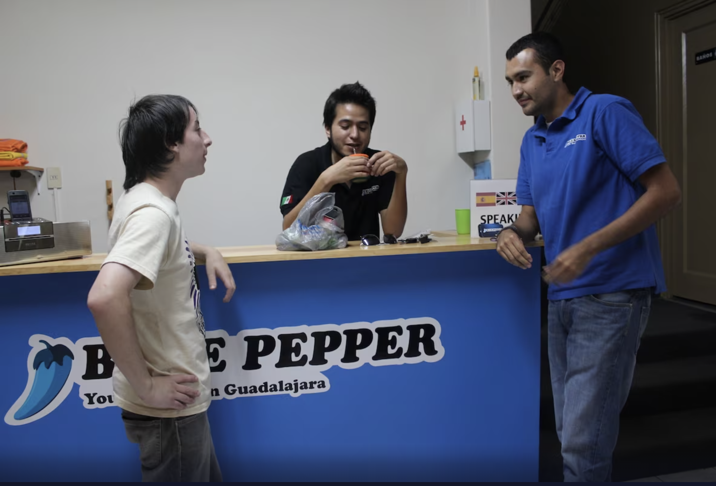 Reception at Blue Pepper Hostel, Budget Hostel in Guadalajara